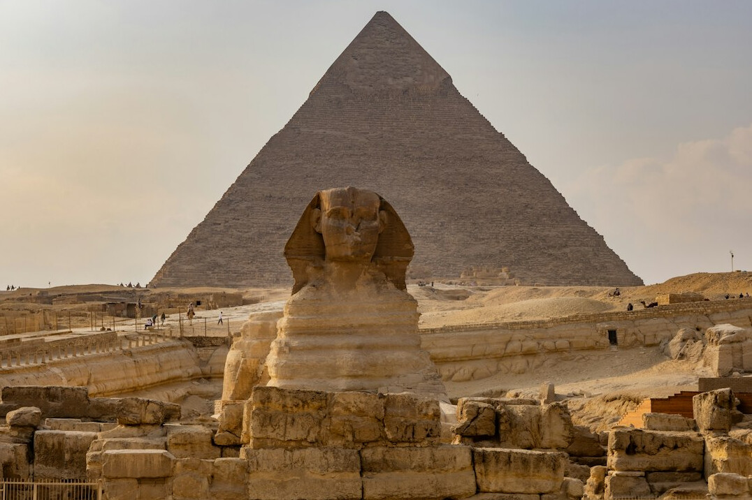 egyptian pyramid at sunset